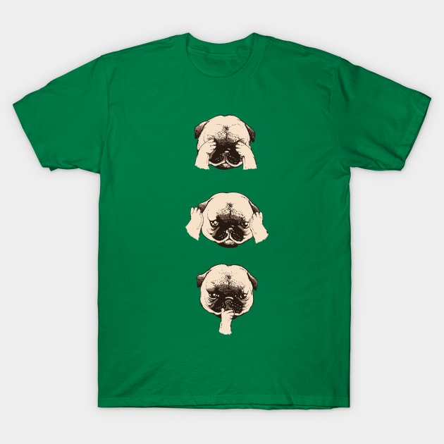 No Evil Pugs T-Shirt by huebucket